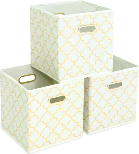 Vista 19 de Yunkeeeper - Contenedores de almacenamiento, cubos organizadores de tela con asa, cubos plegables para almacenamiento de tela o accesorios, 11 x 11