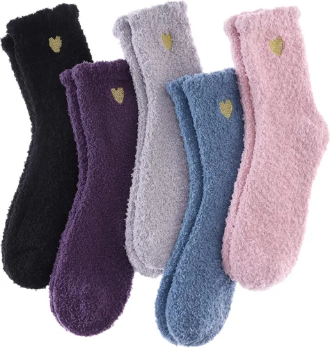 Vista 15 de Calcetines mullidos para mujer, esponjosos, cálidos, tipo pantufla de invierno, de microfibra, suaves, para dormir en casa 1 par Blanco