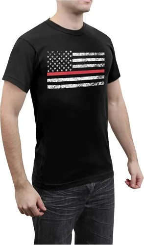 Vista 2 de Rothco Thin Red Line Flag T-Shirt Wear Your Support for Firefighters & First Responders Proudly