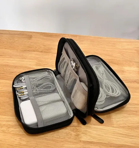 Vista 3 de Travel Tech - Bolsa de transporte portátil para artículos electrónicos, estuche de viaje, organizador de tecnología portátil, bolsa