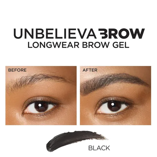 Vista 5 de L'Oreal Paris Unbelieva-Brow Gel tintado impermeable para cejas de larga duración, resistente a las manchas, a prueba de transferencia, secado Negro