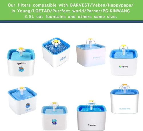 Vista 2 de Lmpyf Paquete de 8 filtros cuadrados para fuente de gato, compatibles con fuentes de flores de mascotas de 2.5 L, resina de intercambio iónico