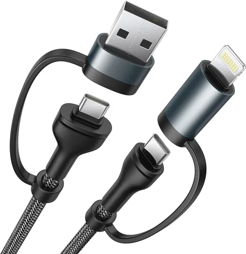 Vista 14 de Cable de carga 4 en 1, adaptador USB C Lightning USB C a USB C 60W PD [carga rápida y sincronización de datos] Cargador múltiple 4 en 1 para iPhone