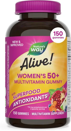 Vista 8 de Nature's Way Alive! Suplemento multivitamínico completo, para mujeres de más de 50 años, 60 gominolas Daily Gummy Multi with B-Vitamins, Vitamin