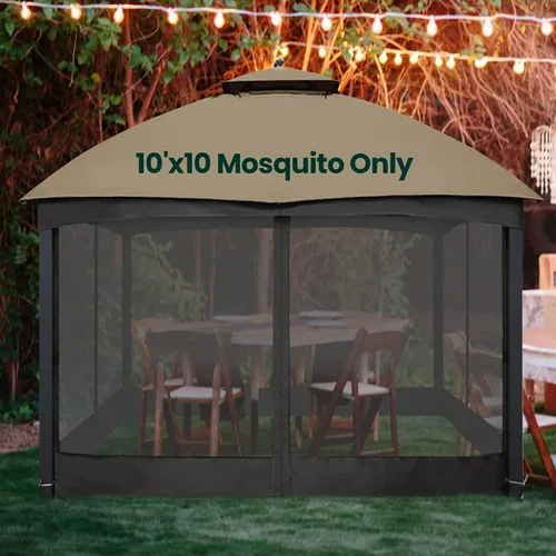 Vista 6 de OLILAWN Mosquitera Universal de Repuesto para Cenador, Malla Protectora para Toldo Exterior de 10' x 10', Cortina de Pared Lateral de 4 Paneles