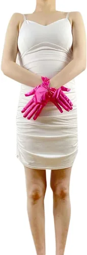 Vista 19 de Vestido de novia de satén para mujer, fiesta de ópera, guantes de los años 20, guantes hasta la muñeca