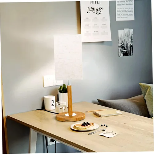 Vista 3 de Pantalla de tambor para base, fácil montaje, lámpara de pared, pantalla de escritorio y mesita de noche, acabado de lino natural