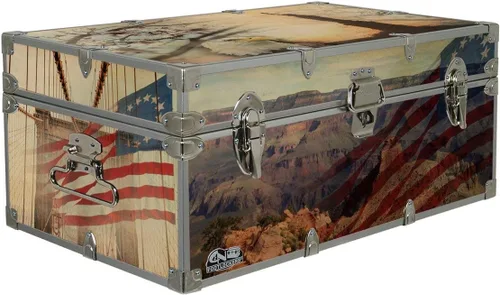 Vista 7 de C&N Footlockers Maletero de diseñador – 4 de julio – baúl de almacenamiento americana – iconos de pizarra americana - 32 x 18 x 13.5 pulgadas