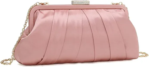 Vista 14 de CHARMING TAILOR Bolso de embrague clásico plisado de satén adornado con diamantes para bodas, bailes, eventos de corbata negra
