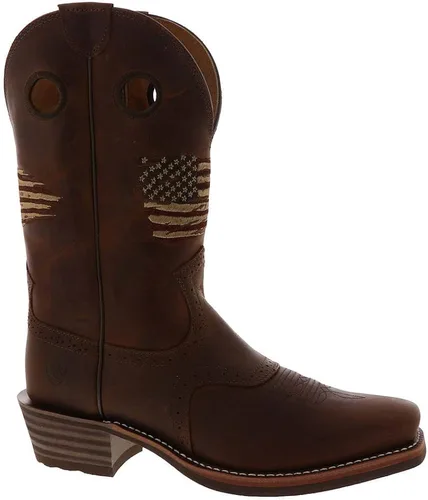 Vista 4 de Ariat Roughstock - Botas patrióticas de punta cuadrada para hombre, color marrón, 1