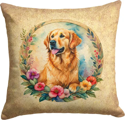 Vista 85 de Caroline's Treasures DAC2072PW1414 Affenpinscher and Flowers - Almohada decorativa de tela, lavable a máquina, para interiores y exteriores