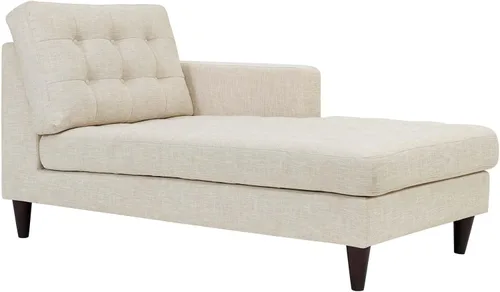 Vista 43 de Sofá esquinero Modway Empress, estilo de mediados de siglo, tapizado de tela en avena, Tela, Celeste