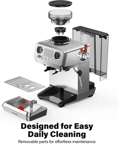 Vista 8 de SHARDOR Máquina de café expreso de 20 bar con molinillo integrado, acero