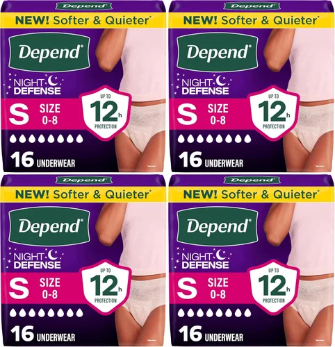 Vista 26 de Depend Night Defense - Pañales para adultos, ropa interior para incontinencia y fugas de vejiga posparto para mujer, desechables, durante la noche