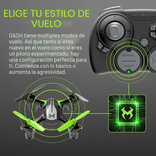 Vista 6 de Sky Viper Dash Nano Performance RC Drone, vuelo rápido y seguro en interiores, batería recargable