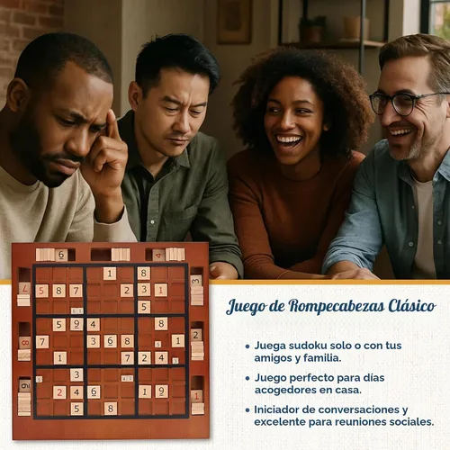 Vista 3 de WE Games Tablero Sudoku de madera con ranuras de almacenamiento en mancha mediana - 11.5 pulgadas.