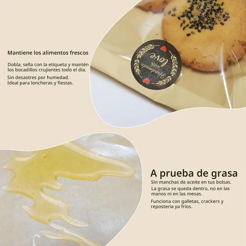 Vista 6 de 100 bolsas de galletas de 7.1 x 7.5 pulgadas con sello y 120