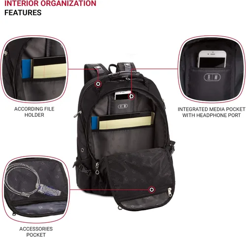 Vista 4 de SwissGear Mochila para laptop 1923 ScanSmart TSA, se adapta a la mayoría de portátiles y tabletas de 17 pulgadas
