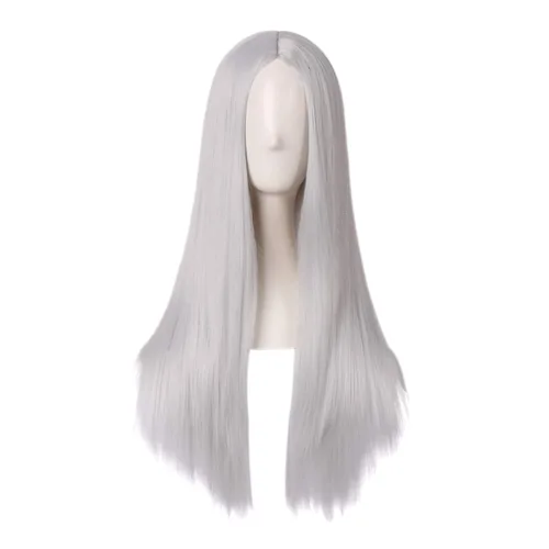 Vista 19 de MapofBeauty - Peluca sintética larga especial para mujer, de 28 pulgadas (70 cm), cabello lacio, color negro