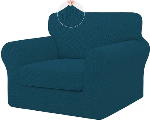 Vista 10 de ISSUNTEX 2 Piezas Fundas para Silla y Sofá de Alta Elasticidad Gruesas, Funda Suave para Sofá de 1 Cojín Separado, Tela Jacquard Funda Elástica