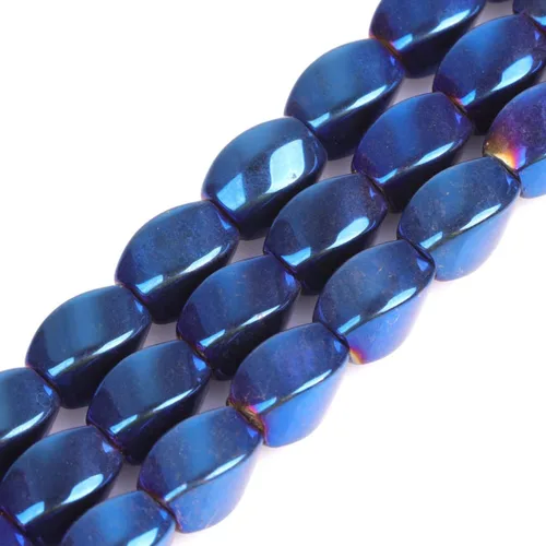Vista 12 de Cuentas de hematita para hacer joyas, piedras preciosas semipreciosas de 0.394 x 0.551 in, color azul con revestimiento metálico, 15 pulgadas JOE
