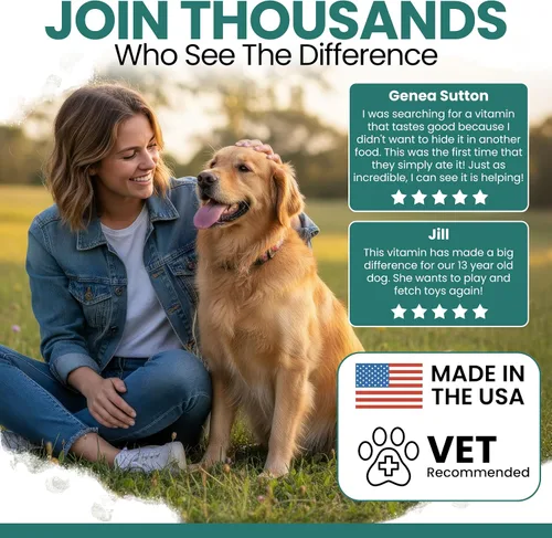 Vista 5 de 12 en 1 Multivitamínico para Perros - 60 Masticables Blandos de Vitaminas y Suplementos para Cachorros y Perros Mayores para Cadera y Articulaciones