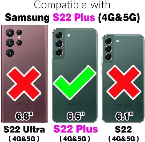 Vista 2 de Asuwish Funda de teléfono para Samsung Galaxy S22 Plus S22+ 5G con protector de pantalla de vidrio templado y funda delgada de cuero suave