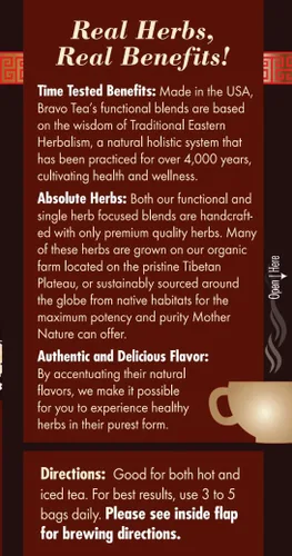 Vista 3 de Bravo Tea Té de hierbas de hongos de melena de león sin cafeína, 20 bolsas de té, 1 unidad