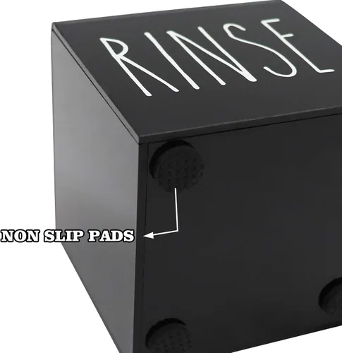 Vista 2 de Dispensador de vasos de papel Dixie de acrílico negro, portavasos desechables con organizador de enjuague, portavasos de 3/5 oz, organizador