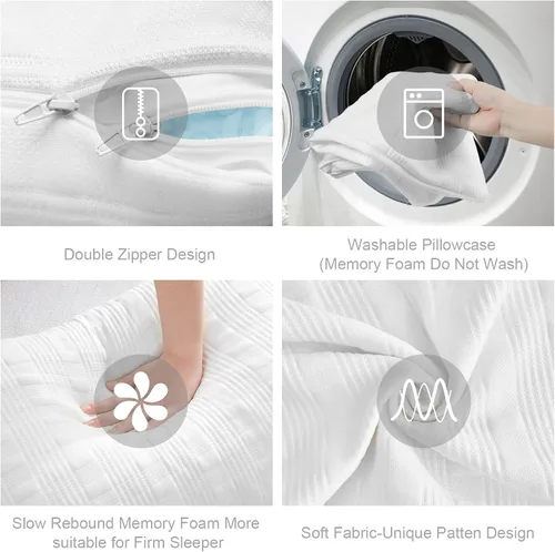 Vista 5 de Meoflaw Almohadas Refrescantes para Dormir Tamaño Estándar, Almohada de Cama de Espuma Viscoelástica Triturada con Funda de Almohada