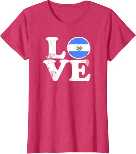 Vista 11 de Love El Salvador Flag tShirt Home Pride Distressed Tee T-Shirt