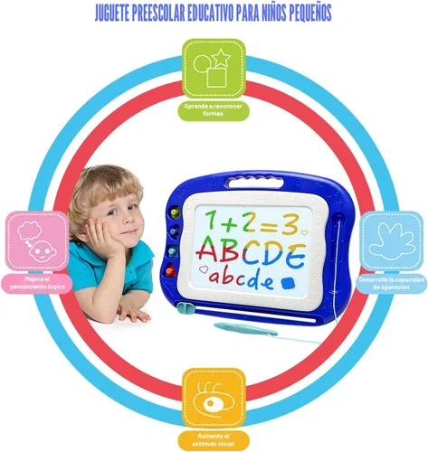 Vista 3 de Tablero de Dibujo Magnético, Tablero Grande de Garabatos Juguetes para Niñas y Niños de 3 4 5 6 7 Años Regalo para Niños Etch A Sketch Colorido Azul
