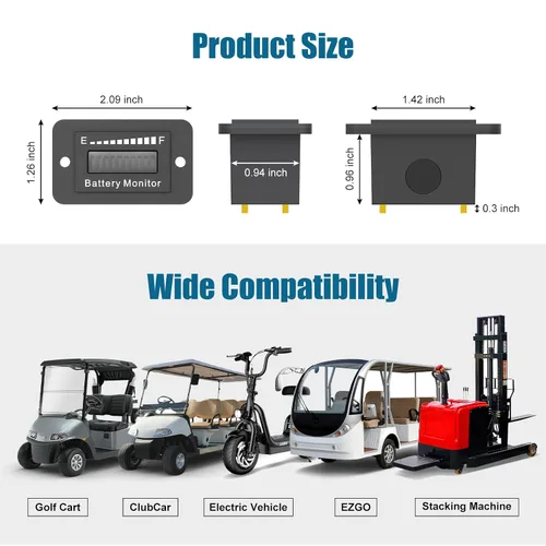 Vista 8 de Medidor Monitor de Batería para Carrito de Club de Golf 12V 24V 36V 48V 60V 72V para Yamaha EZGO Motocicleta Indicador LED de Capacidad de Batería