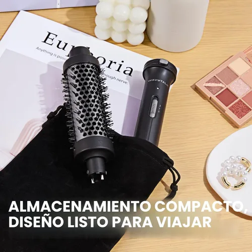 Vista 7 de Wavytalk Cepillo Térmico, Cepillo Redondo Calentado de 1 1/2 Pulgadas con Cabeza Desmontable, Bolsa de Terciopelo y Doble Voltaje para Viajes, Fácil