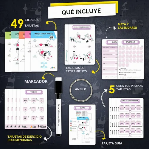 Vista 6 de Tarjetas de entrenamiento con anillo de pilates Flexies - 58 tarjetas de ejercicios con anillo de pilates, círculo de pilates, postura