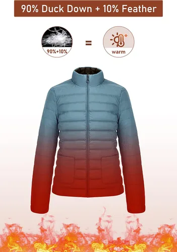 Vista 2 de ELEZAY Chaqueta acolchada reversible para mujer, plegable, ligera, acolchada