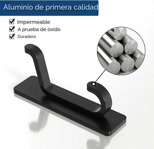 Vista 6 de Pickpiff Ganchos adhesivos fuertes de 13 libras para abrigo y toalla, color negro, paquete de 4