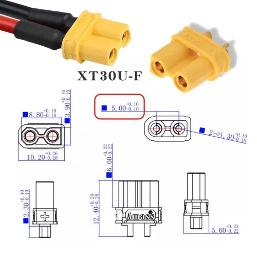Vista 7 de xiwai XT30 Enchufe hembra a hembra 18AWG Cable de extensión Conector de carga para batería RC Estación de energía portátil Panel solar de 1.6 pies