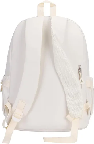 Vista 7 de Phaoullzon Mochila Kawaii para niñas, mochila escolar linda de anime con alfileres y colgante, Beige, Mediana, Moderno