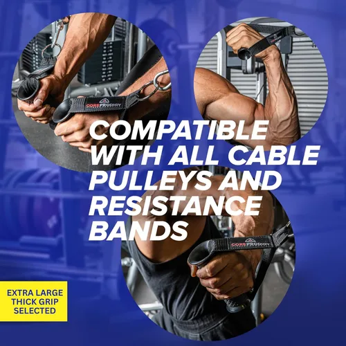Vista 7 de Core Prodigy Asas de ejercicio resistentes - Accesorios de agarre para poleas de máquinas de cable, equipos de gimnasio, bandas de resistencia