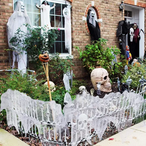 Vista 3 de Paquete de 4 paños espeluznantes de Halloween de tela espeluznante de tela suelta de gasa de gasa extraña para decoración de fiesta de Halloween