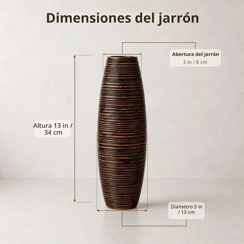 Vista 4 de Leewadee - Florero de piso marrón para hierba de pampas, florero grande para decoración del hogar, 13 pulgadas, resina