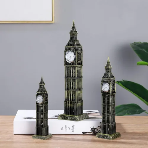 Vista 8 de Estatua retro del Big Ben modelo de construcción, regalo creativo, escultura de recuerdo de Londres, del Big Ben para la decoración del hogar