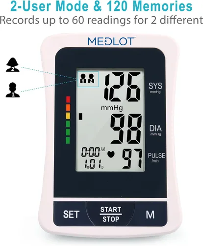 Vista 9 de LotFancy Monitor de presión arterial, medidor automático de presión arterial y manguito grande del brazo superior (8.6 a 16.5 pulgadas), medidor