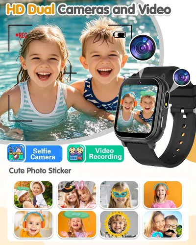 Vista 6 de Reloj Inteligente Impermeable para Niños Juguetes para Niños de 5-12 Años con 32 Juegos, Cámara Dual, Seguimiento de Hábitos, Reproductor de Música