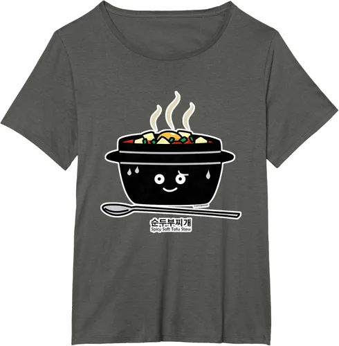 Vista 97 de Sopa coreana de guiso de tofu suave picante Sundubu jjigae huevo caliente, gris, S Negro