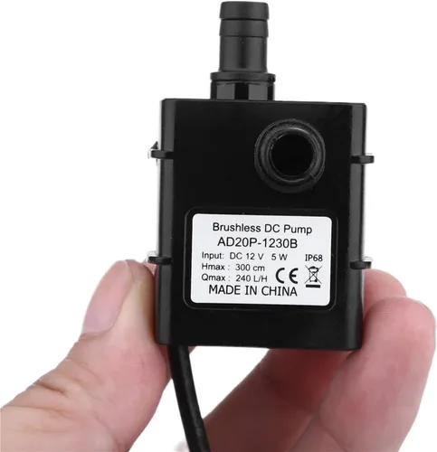 Vista 2 de Pequeña bomba sumergible ajustable 12V 5W Micro Brushless Impermeable Circulación Bomba de agua Multiusos Mesa Fuente Bombas