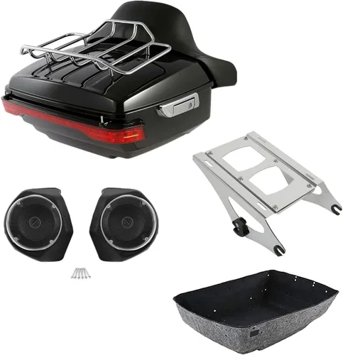 Vista 29 de TCMT King Tour Pack Portaequipajes de moto, diseñado para modelos Harley Davidson Touring 2014-2020