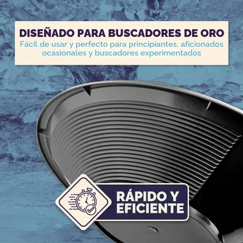 Vista 6 de SE Bandeja para Buscar Oro de 8 Pulgadas - Estrías Dobles para Minería y Prospección más Fácil, Negro