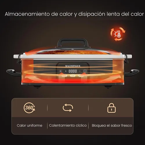 Vista 4 de Olla de cocción lenta programable de 4 cuartos de galón con plato de hornear de cerámica - Pequeño electrodoméstico de cocina perfecto para cenas